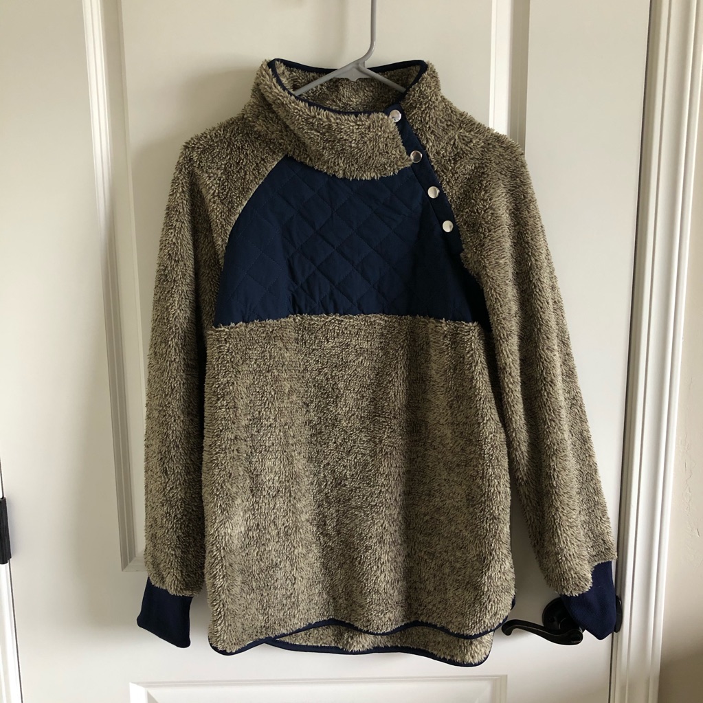 Quilted Button Up Pullover.